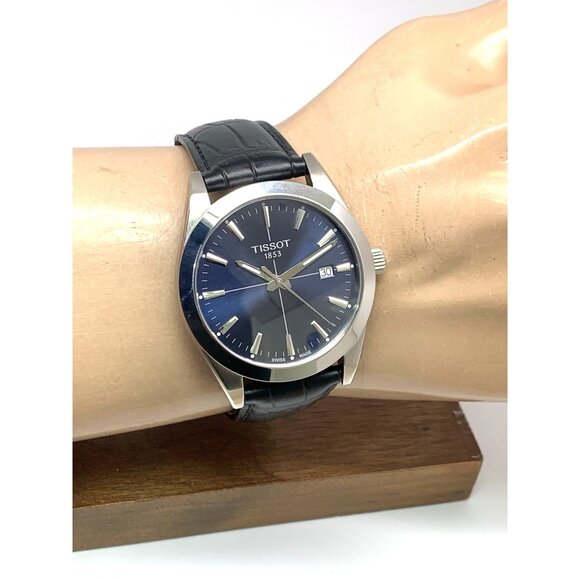 Tissot Men's Watch Swiss Quartz Blue Dial 40mm Black Leather Band T1274101604101 - Picture 12 of 15